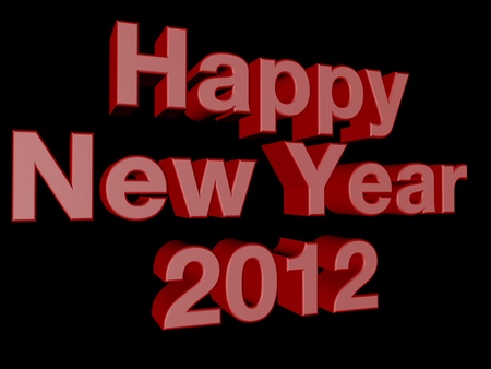 Happy new year 2012 alphabet on black create with 3D software and pathの写真素材
