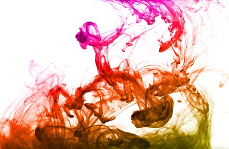 Multicolor ink isolated dissolving in waterの写真素材