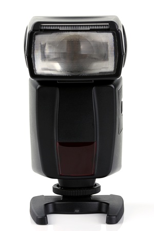 Off camera flash with shoe mount stand の写真素材