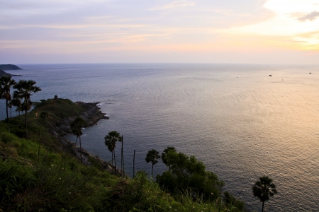 Phromthep cape after sunset at Phuket Province Thailand の写真素材