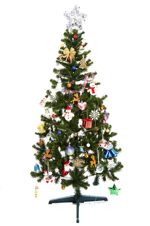 Beautiful christmas tree isolated on white background - studio shotの写真素材
