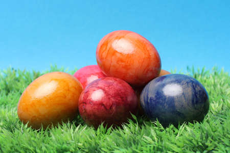 Easter eggs on grass