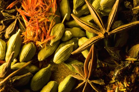 Multicolored, bright spices as а backgroundの写真素材