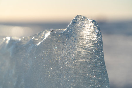 Ice on Lake Baikal in winter, Siberia, Russia.の写真素材