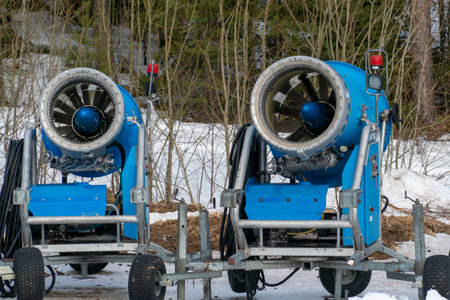 Snow cannon for snow removal in winter. Snow cannon for snow removal.
