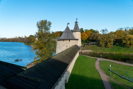 View of Pskov Kremlin in Pskov, Russia.の写真素材
