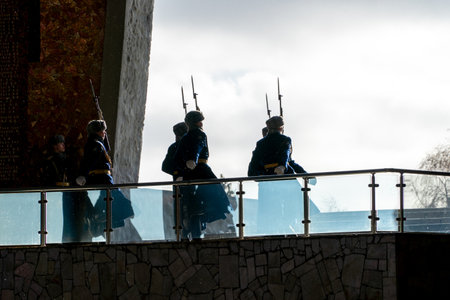 Changing of the guard at the Palace of Volgograd, Russia