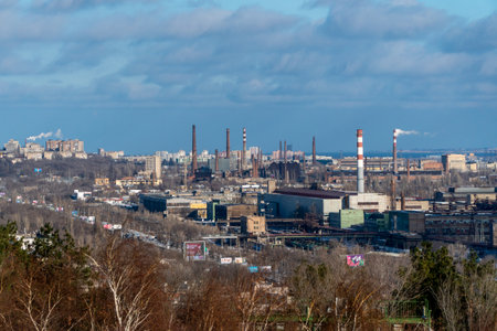 View of the city from the top of the hill. Volgograd, Russiaの写真素材