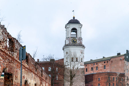 Clock Tower in Vyborgの写真素材