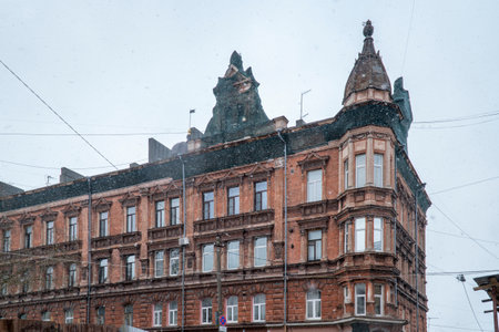 Historic buildings in the city center of Vyborgの写真素材
