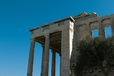 Side view of acropolis temple, greece