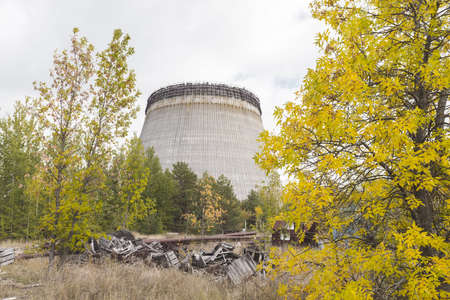Chernobyl Abandoned Chimney in Chernobyl Exclusion Zone.のeditorial素材