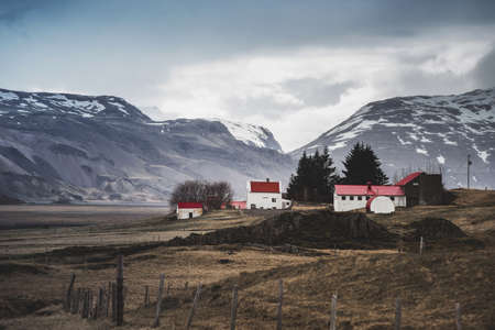 Landscape in the mountains with Iceland village.の写真素材