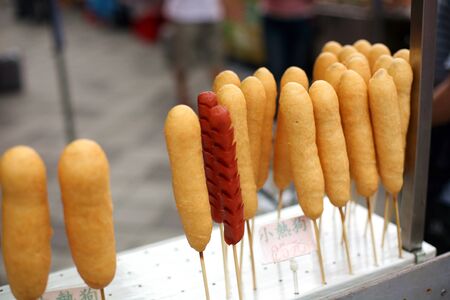 Chinese hot dogs in Taiwanの写真素材