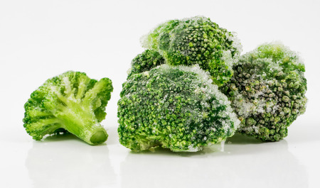 Image of green frozen broccoli isolated close upの写真素材