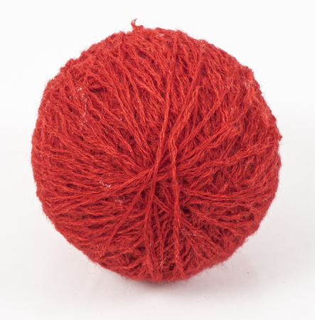 image of red wool ball isolated close upの写真素材