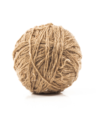 image of brown wool ball isolated close up