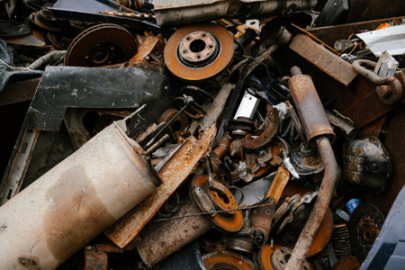 Pile of Rusty Metal Scrap from Disassembled Machinery