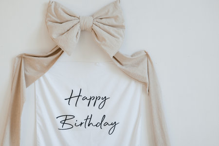 Elegant Birthday Sign with Bow Decorationの写真素材