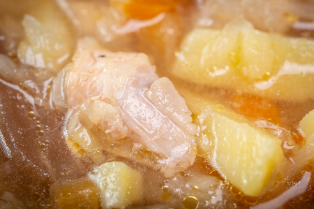 Borsch soup with bread and garlic Homemade Russian, Ukrainian national soupの写真素材