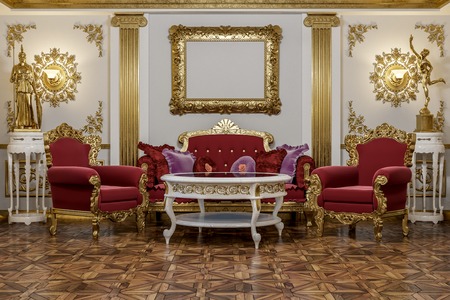 3d rendering of the hall in classical style Cinema 4D Corona renderer