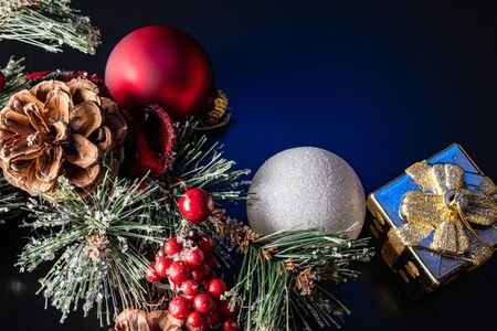 Christmas and New Year Decoration. Bauble on Christmas Tree.の写真素材