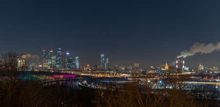 Night panorama of Moscow. View from the Sparrow Hills.の写真素材