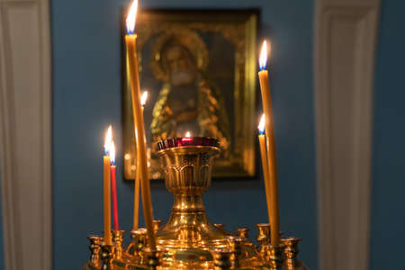 Burning candles in the Christian Orthodox Church.