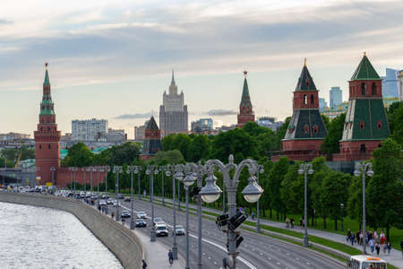 Red Square and the Kremlin in Moscow at sunset.の写真素材
