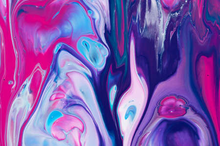 Marble pattern from colored liquid acrylic paints. Colorful abstract background.の写真素材