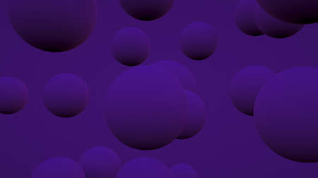 3D rendering of spheres of different sizes moving smoothlyの写真素材