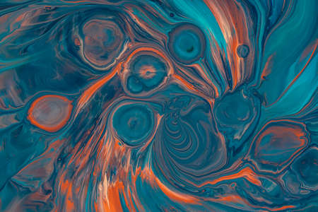 Marble pattern from colored liquid acrylic paints. Colorful abstract background