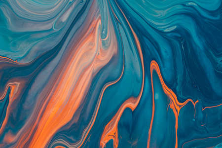 Marble pattern from colored liquid acrylic paints. Colorful abstract background