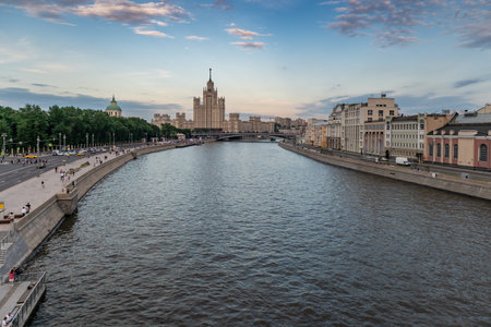 Moscow, Russia - June 11, 2022: Embankments of the Moscow river near the Kremlinのeditorial素材