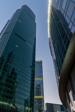 Skyscrapers of Moscow City on the background of the evening sky