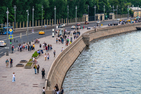 Moscow, Russia - June 11, 2022: Embankments of the Moscow river near the Kremlinのeditorial素材