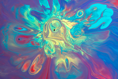 Abstract background from flowing colored liquid paints