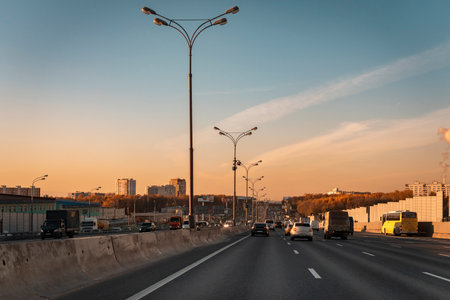 Moscow, Russia - October 25, 2022: View from a car driving through the streets of the cityのeditorial素材