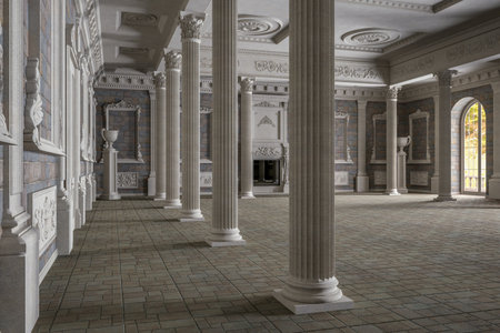 The ballroom and restaurant in classic style. 3D render. 3d imageの写真素材