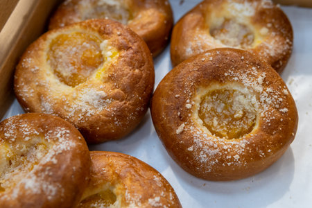 Sweet pastries sold in a supermarket.