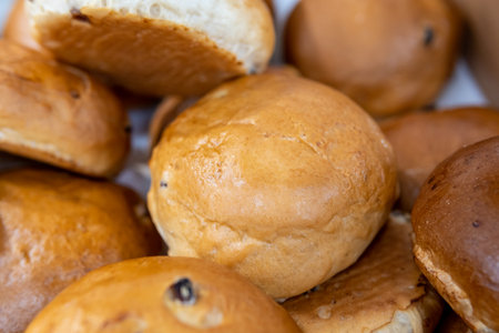 Sweet pastries sold in a supermarket.の写真素材