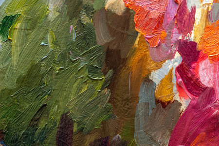 Oil paints applied to a palette.の写真素材