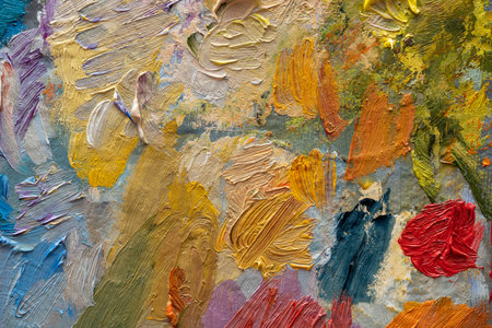 Oil paints applied to a palette.