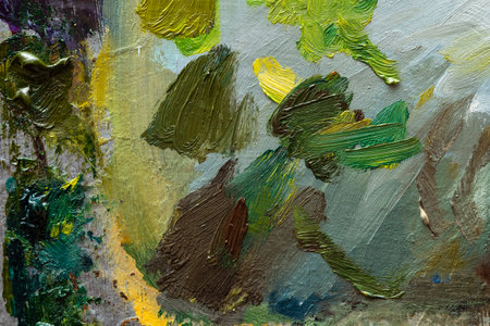 Oil paints applied to a paletteの写真素材