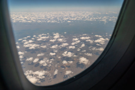View of the earth from an airplane windowの写真素材