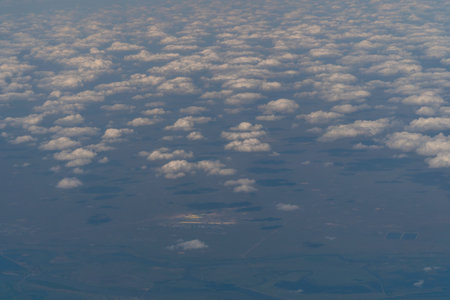 View of the earth from an airplane windowの写真素材