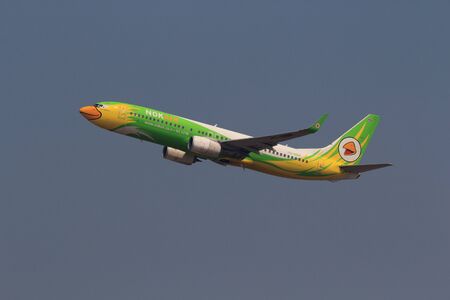 Chiang Mai, Thailand. April 14, 2018. Nok Air Boeing 737-800 Reg. HS-DBR Taking Off from Chiang Mai...