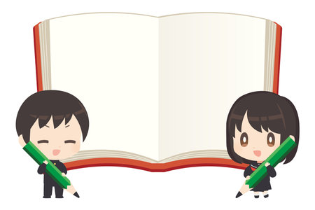 Open book / student with a pencilのイラスト素材