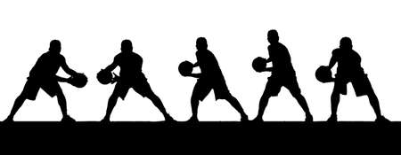 Silhouette image of a professional basketball player.の写真素材