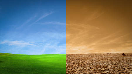 The picture shows the effect of drought, cracked soil, no seasonal rain. Because caused by global...